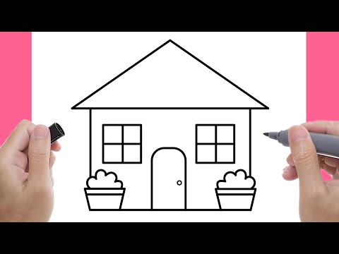 رسم منزل سهل رسم منظر طبيعي رسمة بيت للمبتدئين تعليم الرسم للمبتدئين خطوة بخطوة