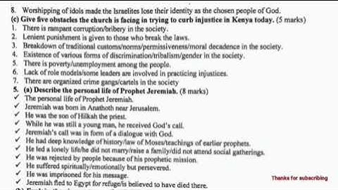 KCSE 2017  | CRE KCSE 2017  PAPER 1 | KCSE REVISION | KCSE CRE Paper 1 Questions and Answers |PART 2