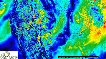 High Resolution 3-km visualization of wind speeds across US