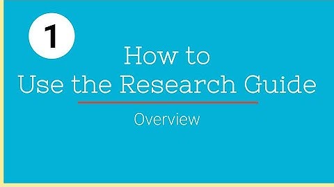 How to Use the Research Guide 1: Overview