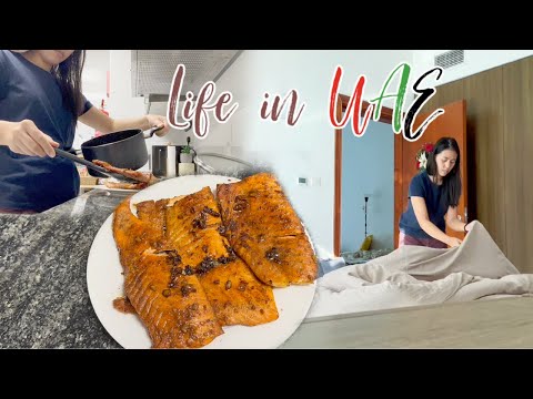 LIFE IN UAE | CAUGHT COLDS BUT STILL COOKING(SALMON DINNER) + CHILL MORNING #marriedlife #lifeabroad