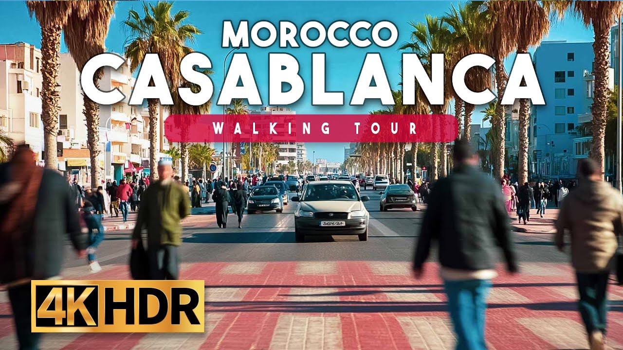 Casablanca, Morocco Walking Tour - Maarif District - 4K 60FPS HDR