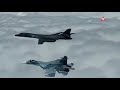 Su-27 And Su-30 Warplanes 'Intercept' U.S. B1-B Lancer Bombers Over The Black Sea (Video)