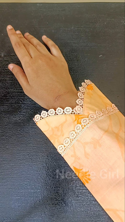 Lace Sleeves Design on Printed Fabric | Needle Girl