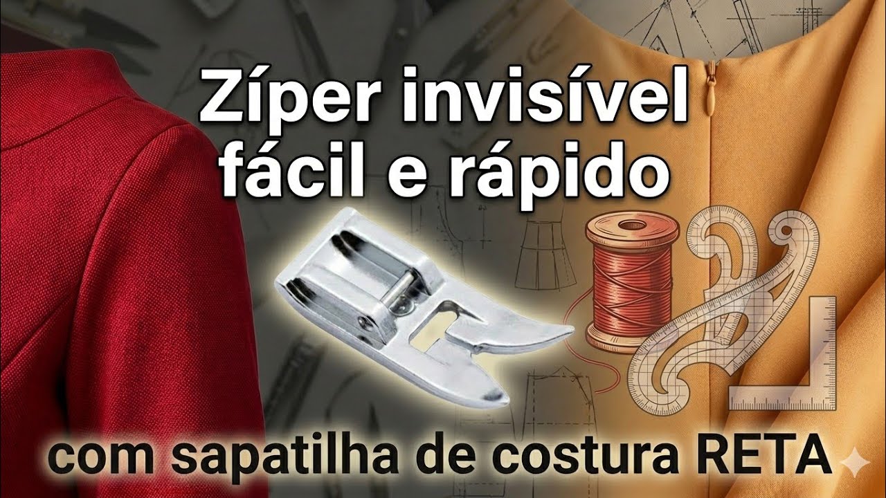 ✅️DIY Como colocar Ziper Invisível com Sapatilha Reta_Costura fácil para iniciante Gisleide Novelo