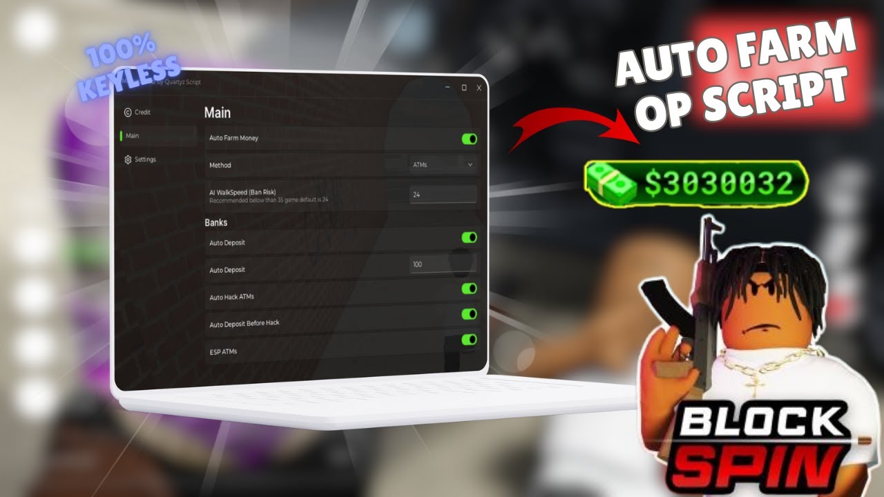 [BEST] Block Spin Auto ATM Script & More Jobs Farm [NOKEY]