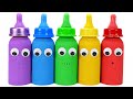 Satisfying Video l How to make Rainbow Milk Bottles Cake WITH Kinetic Sand INTO Paper Cutting ASMR