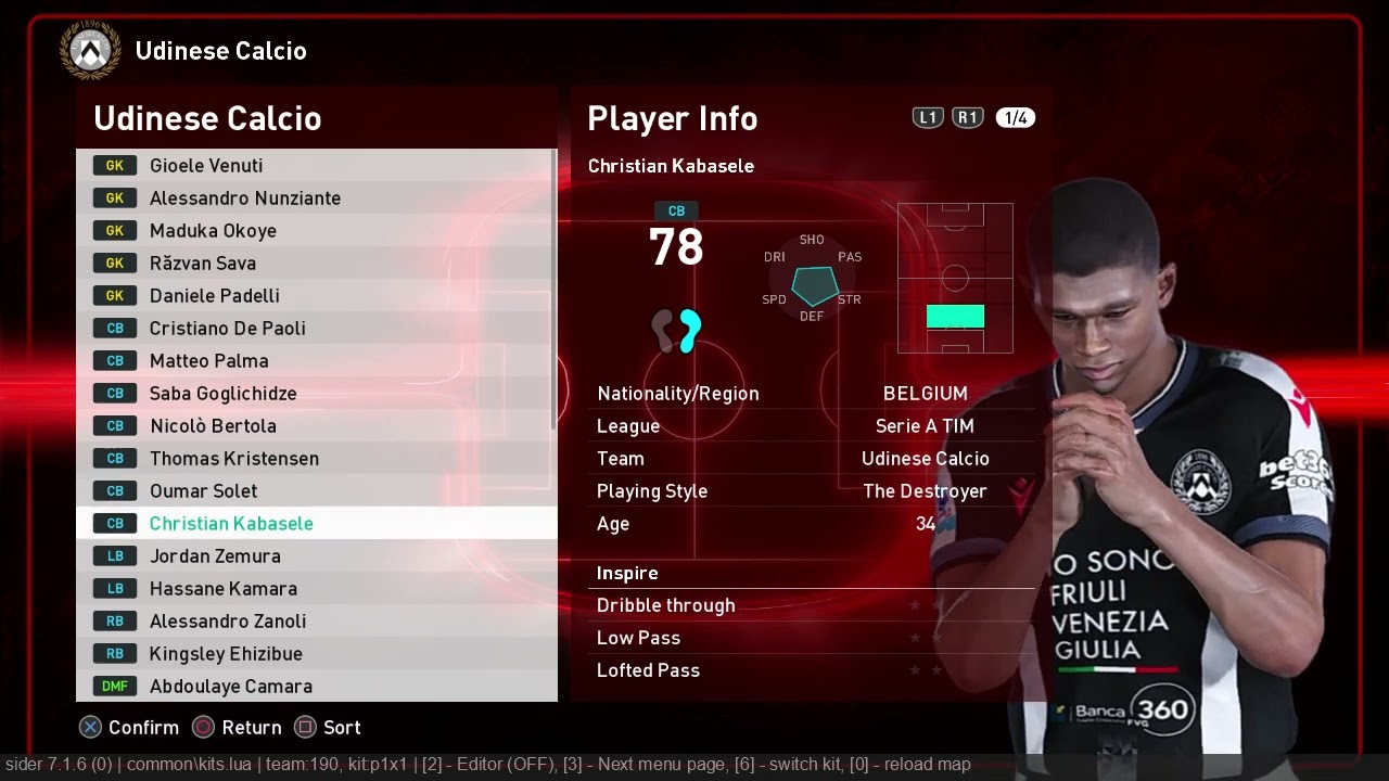 Udinese Calcio 2025/2026 Facepack PES 2021-SPFL2026