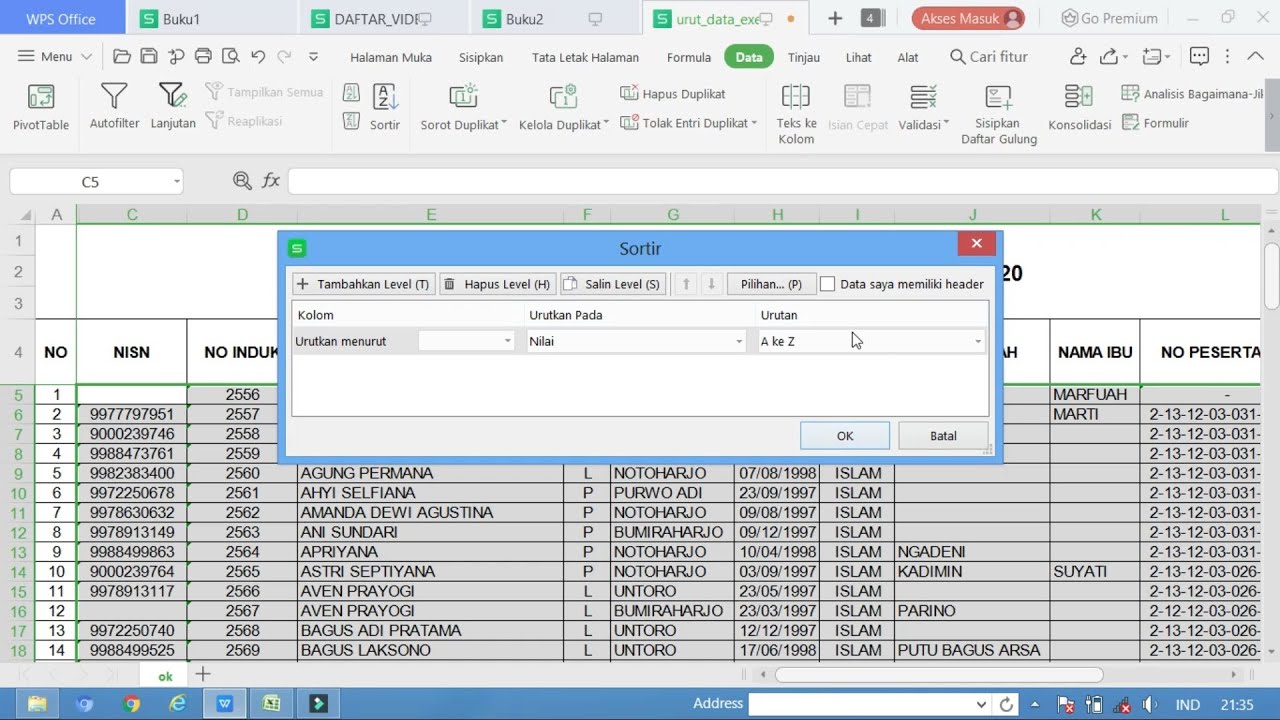 CARA MENGURUTKAN TANGGAL LAHIR DI EXCEL CARA MENGURUTKAN TANGGAL LAHIR DI EXCEL