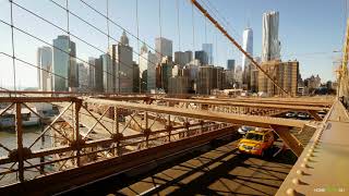 Шум и звуки дороги в городе на Бруклинском мосту, Манхэттон / The noise in a city on Brooklyn Bridge