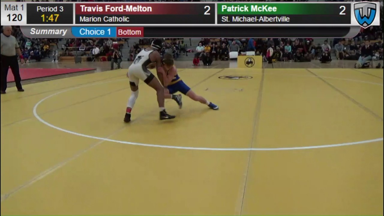 Patrick McKee gets the escape and the takedown to win the championship