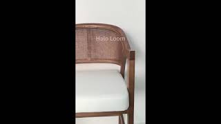 Halo Loom Aimee Wood Counter Bar Stool Woven Rattan Bar Chairs