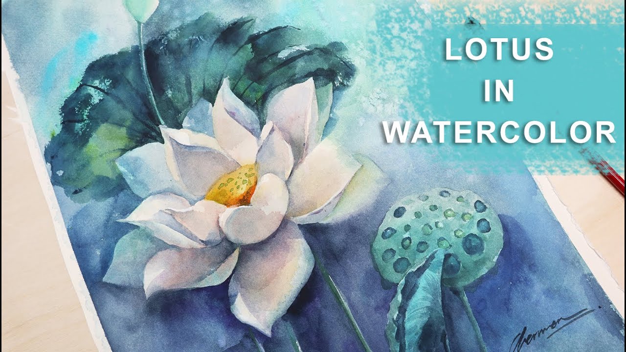 Watercolor Lotus Floral Tutorial/Wet on Wet technique/How to paint