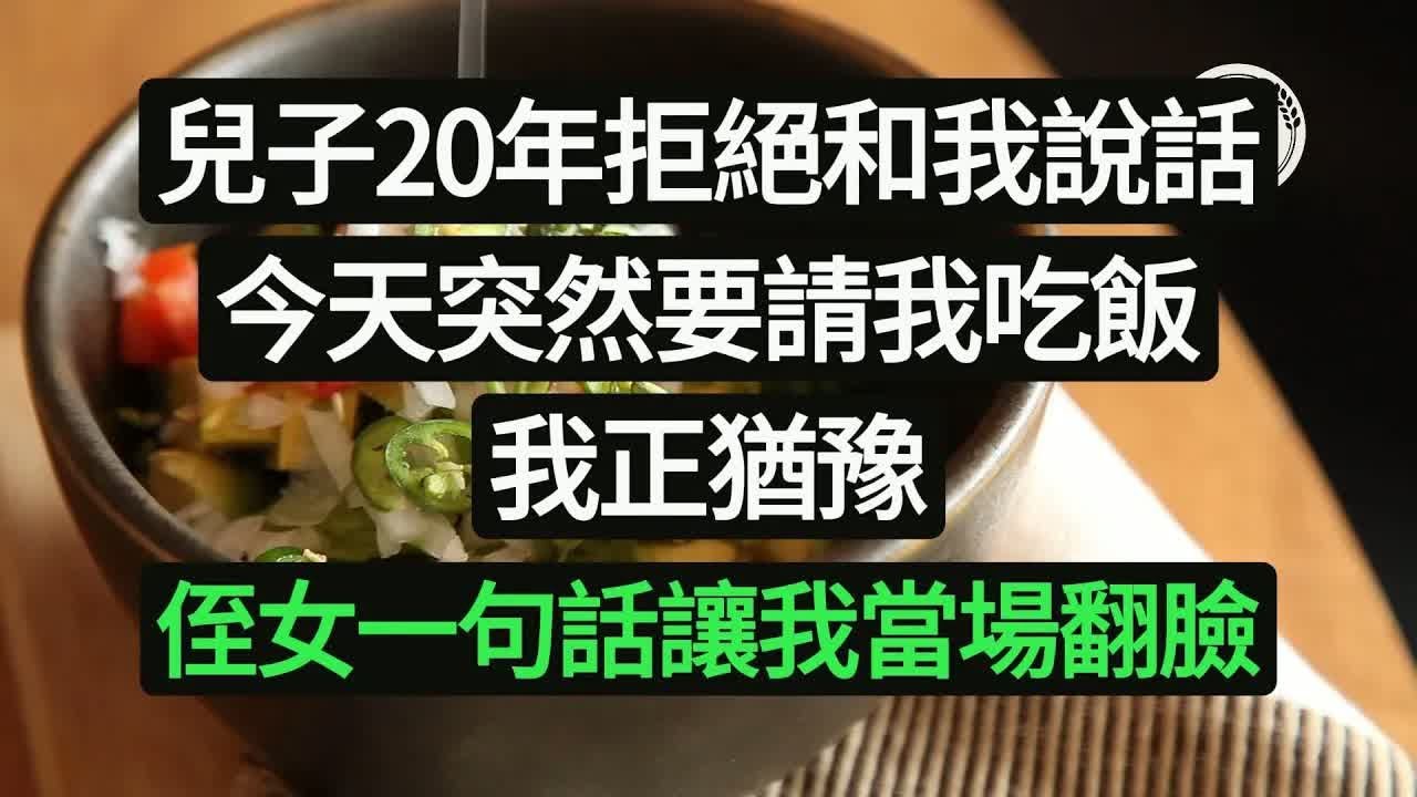 兒子20年拒絕和我說話，今天突然要請我吃飯，我正猶豫，侄女一句話讓我當場翻臉