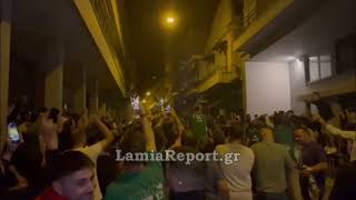 LamiaReport.gr: Ξέφρενοι πανηγυρισμοί από τους φίλους του Παναθηναϊκού στη Λαμία