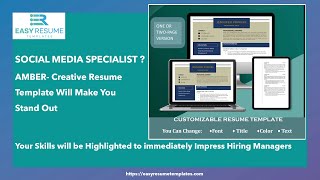 Social Media Specialist Resume Template || Stand Out ||Show Your Creativity || Get Hired