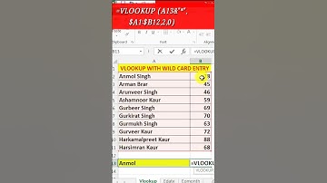 #shorts Excel trick || How to use vlookup with wild card entry?
