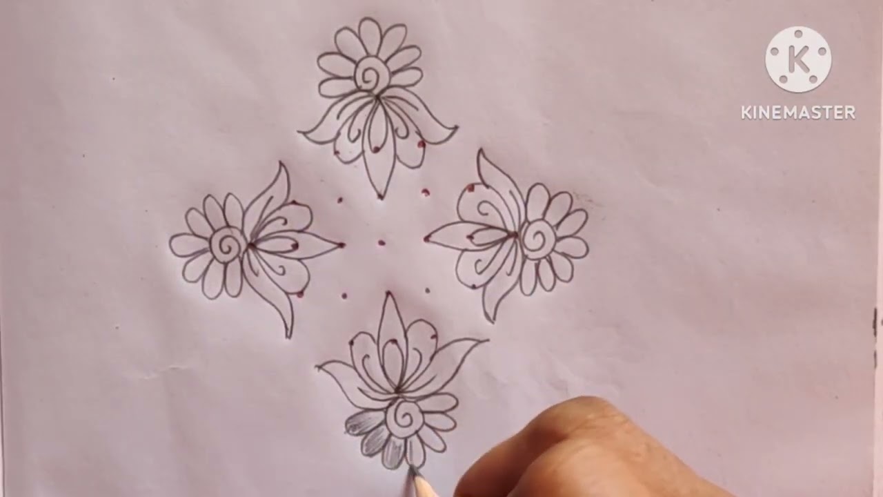 7*1 dots beautiful lotus flower rangoli designs|సంక్రాంతి ధనుర్మాసం ముగ్గులు|pongal kolangal design