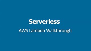 Create your first AWS Lambda in 40 minutes