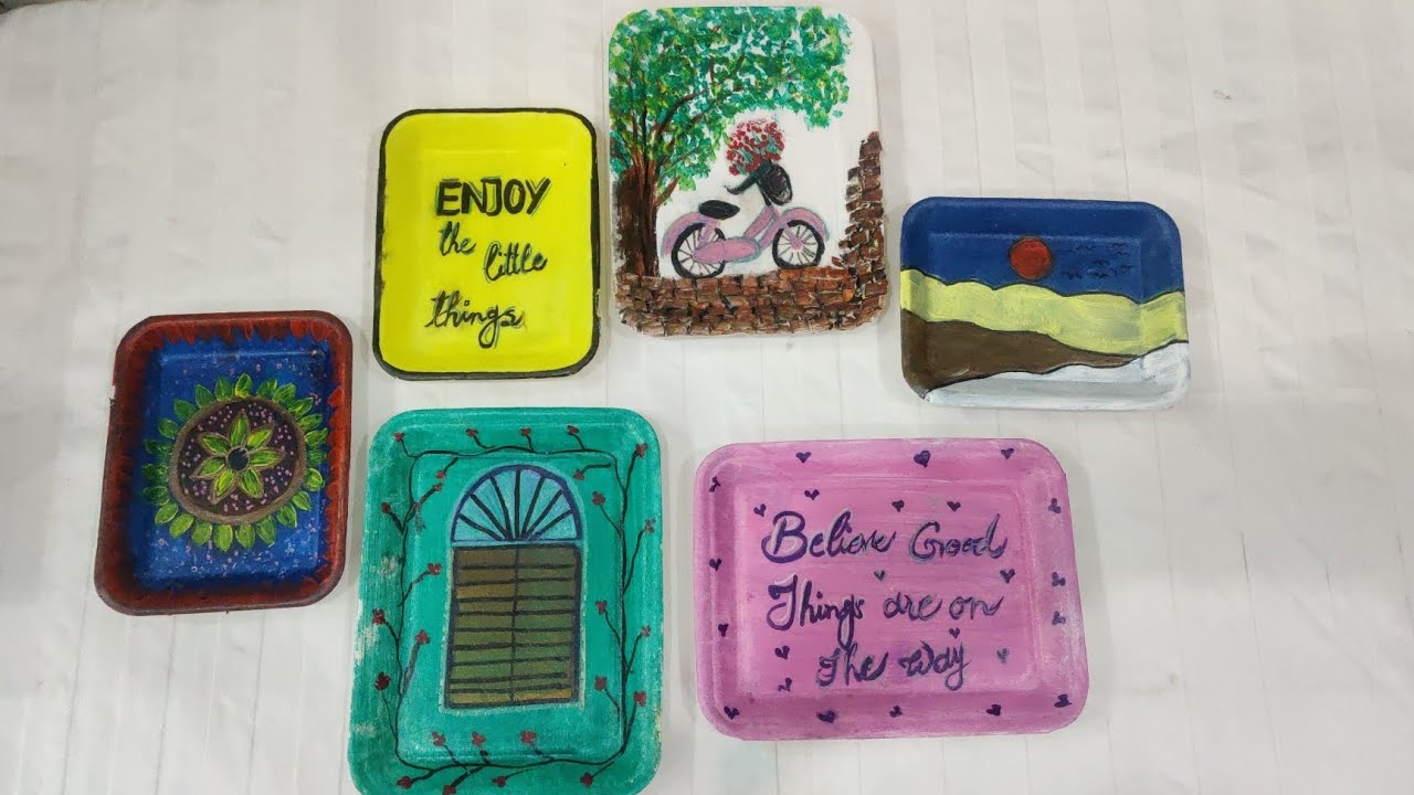 disposable plates craft ideaspaintinghome decor with waste material