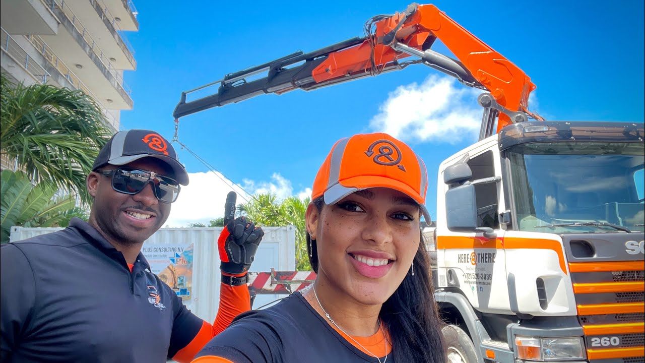 Crane Truck Moving A 20ft Shipping Container!