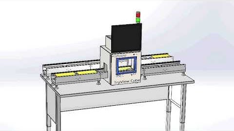 Concept of inline TruView Cube for high throughput x-ray inspection with a small footprint.