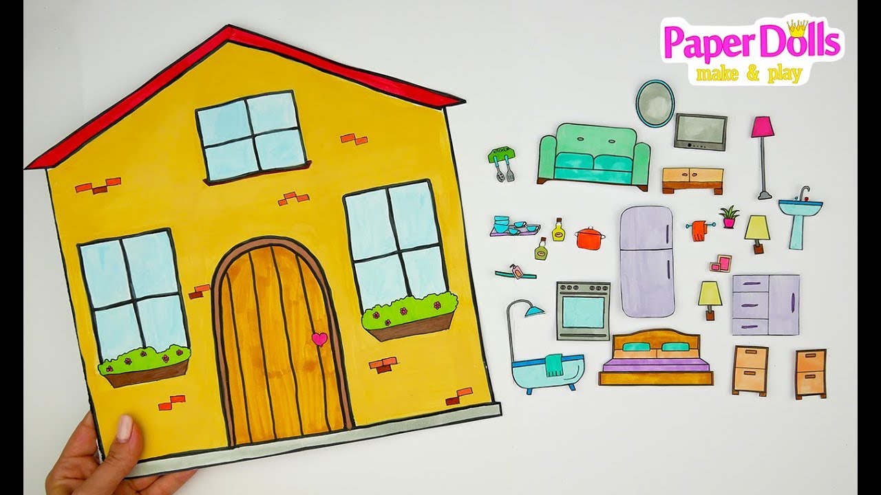 HOW TO MAKE DOLLHOUSE FOR PAPER DOLLS DRAWING FURNITURE FOR KIDS YouTube