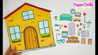 HOW TO MAKE DOLLHOUSE FOR PAPER DOLLS DRAWING FURNITURE FOR KIDS