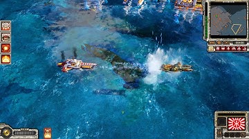 C&C Red Alert 3 Uprising Akula Submarine vs Naginata Cruiser