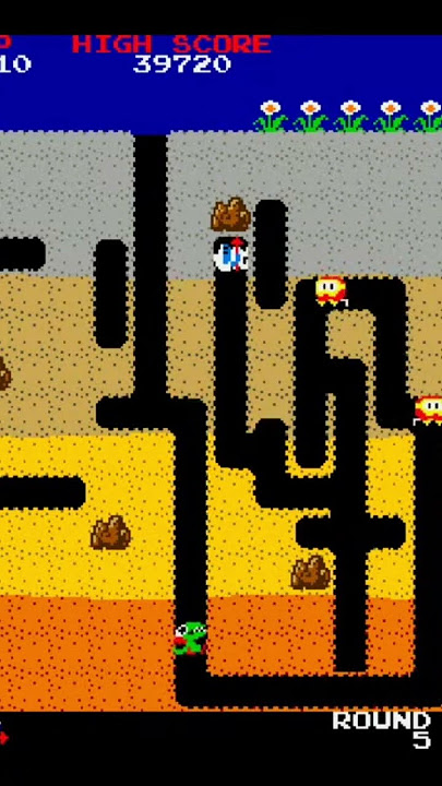 Dig Dug - Namco, 1982. Played using #mame. #arcade #classicgaming #digdug #pookas #fygars #namco