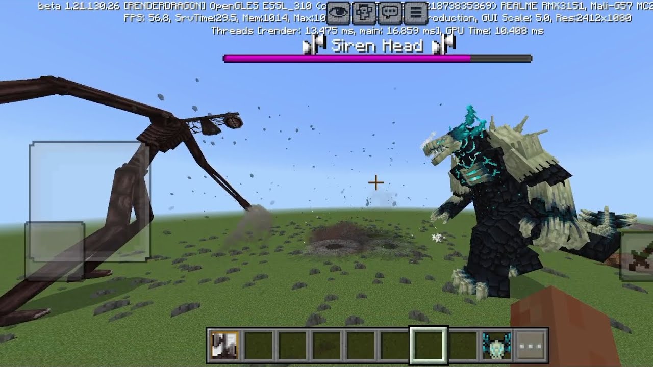 Minecraft Zilla Rig Warden Zilla Vs Siren Head FIGHT ADDON in Minecraft PE - YouTube
