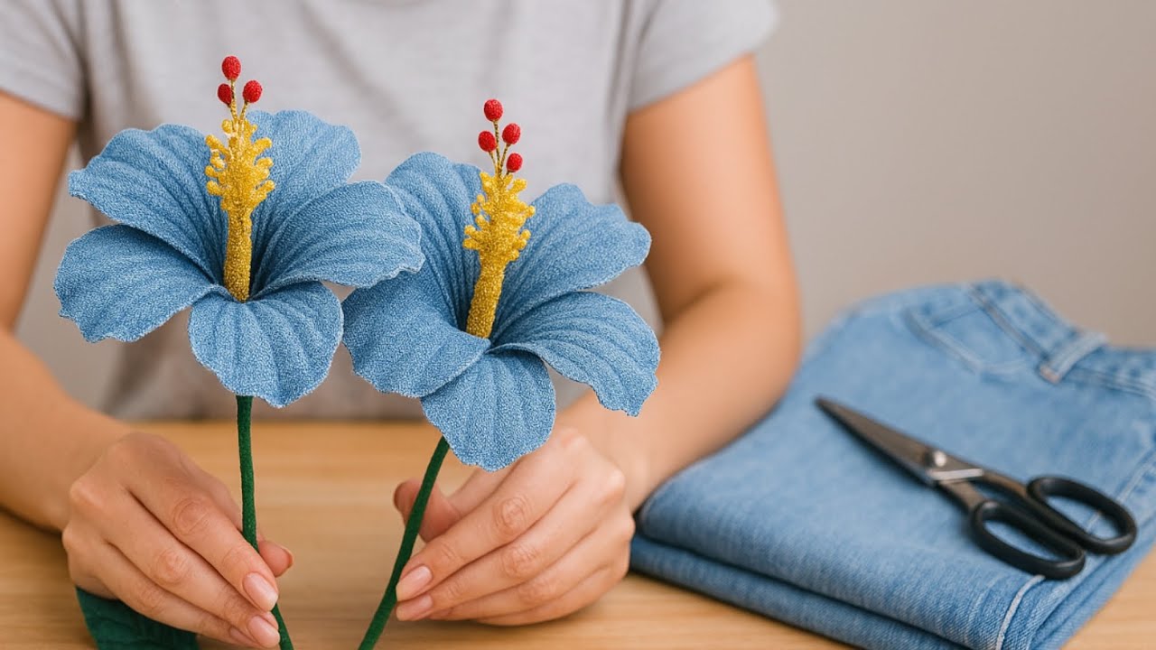 Denim Flower from Old Jeans | Easy No-Sew Craft Tutorial_DIY