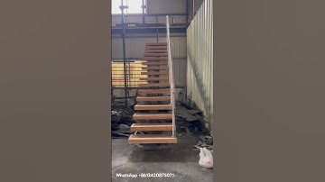 Mono stringer floating staircase made in China. #monostairs #stairscase #straightstairs #homebuilder