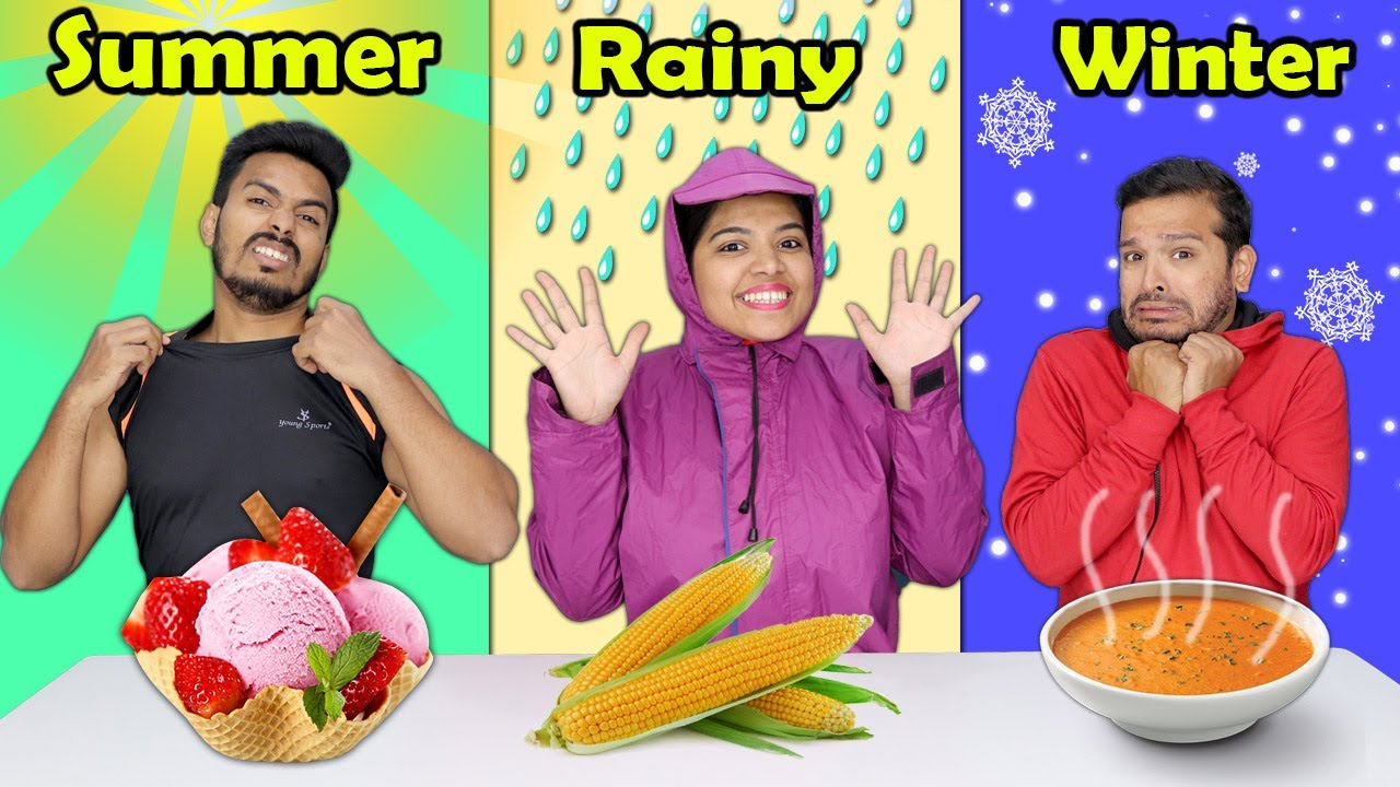 Summer Vs Rainy Vs Winter Food Challenge Hungry Birds YouTube
