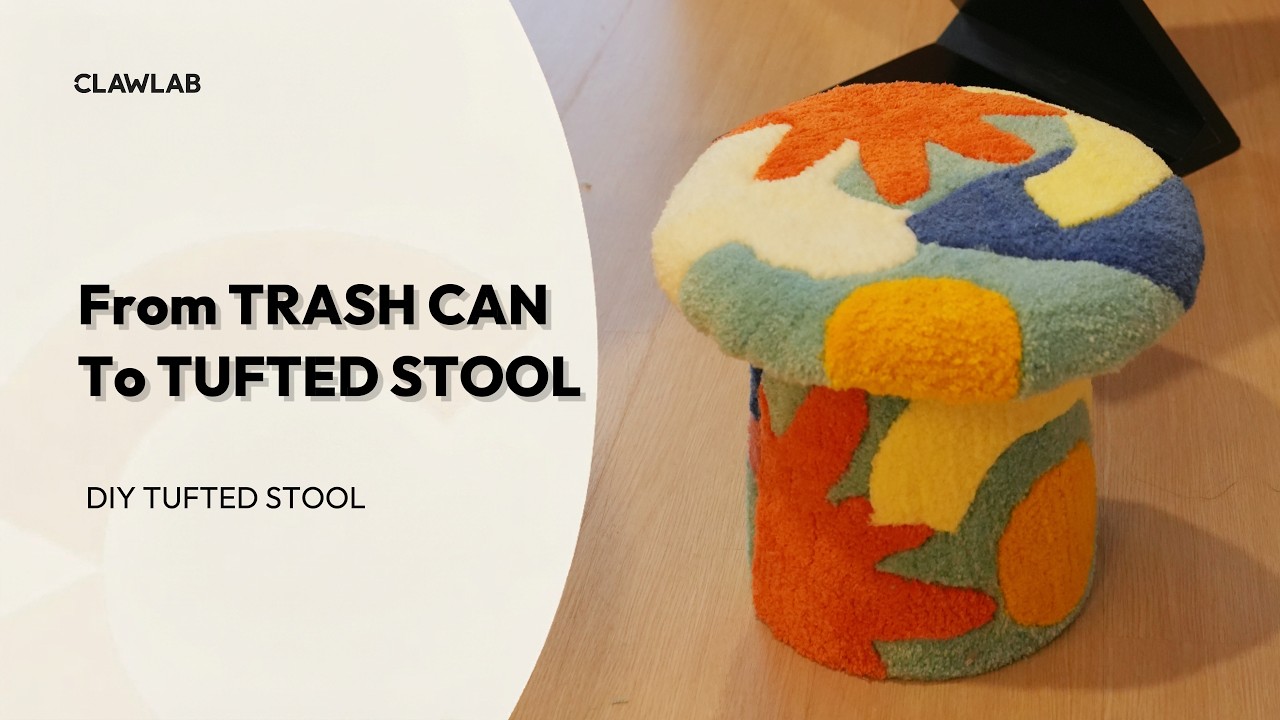 Turning a Trash Can Into a Colorful Tufted Stool: An Unexpected Furniture Makeover