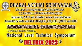Dhanalakshmi srinivasan college of engineering and technology|EEE department|symposium Teaser|