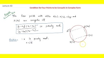 Condition for Four points to be Concyclic in Complex Form | Lecture 40 | Complex Number |math |ews