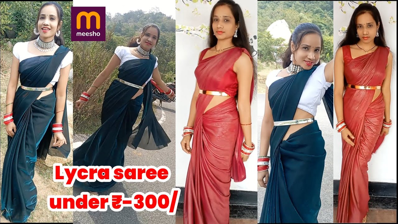 Lycra saree review meesho | lycra party wear saree | meesho lycra saree under ₹ 500/- 