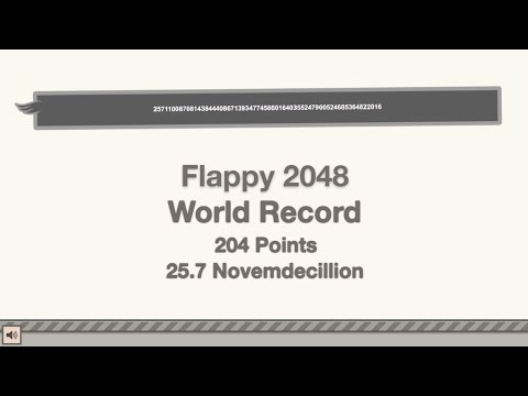 Flappy 2048 World Record | 204 Points | 25.7 Novemdecillion