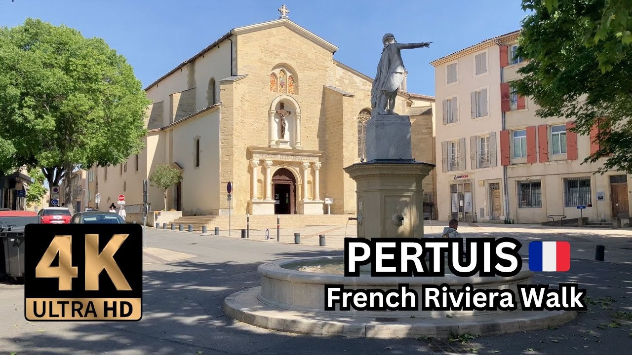 Walking French Riviera 🇫🇷 City of Pertuis Old Town & Market Streets | ASMR 4K