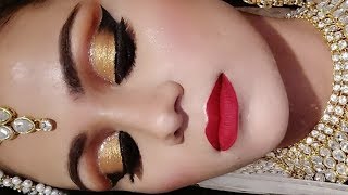 Indian Muslim Bridal Makeup Tutorial In Hindi Gold Cut Crease