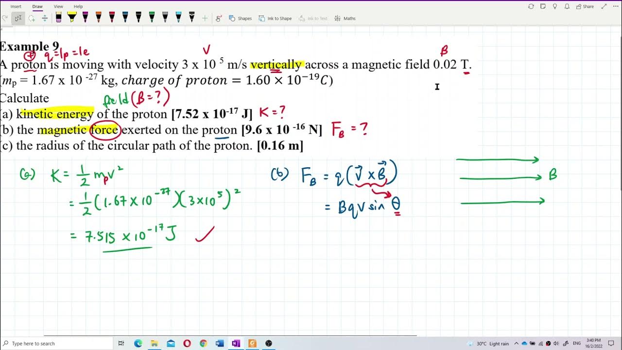 Matriculation Physics Force on a moving charged particle in a uniform