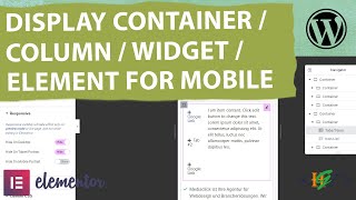 How to Display Container / Column / Widget / Element for Mobile Layout Only in Elementor WordPress