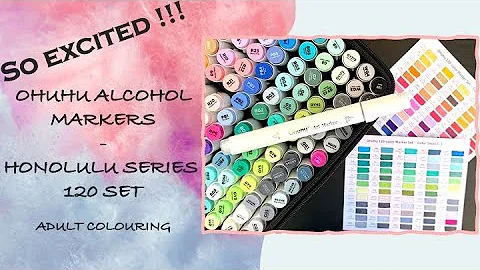 OHUHU ALCOHOL MARKERS 120 HONOLULU SET | Let’s Swatch and Play! |Adult colouring