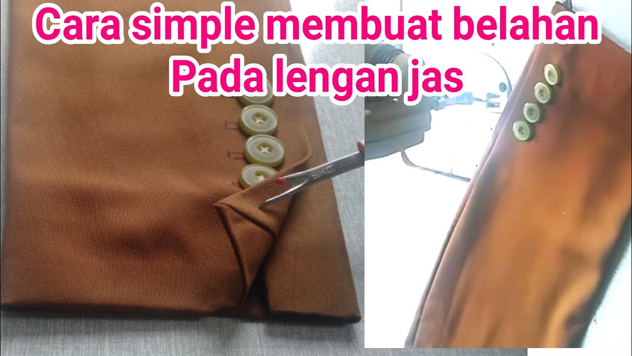 membuat belahan pada lengan jas