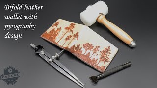 Leather craft - How to make a 9 pockets bifold wallet with pyrography design