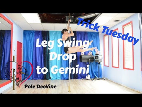 Pole Trick Tuesday Tutorial - Leg Swing Drop to Gemini combo (master pole fitness)
