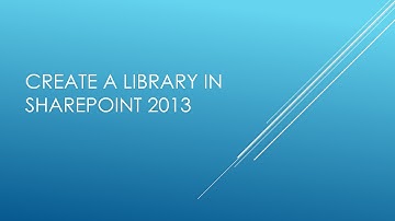 Create a Library in SharePoint 2013