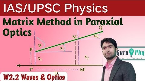 Matrix Method in Paraxial Optics, IAS/UPSC Physics W2.2