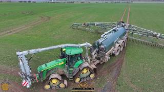 Also mit dem Ketten Monster sollten wir nicht mehr Einsinken! John Deere 8RX Gülle ausbringen